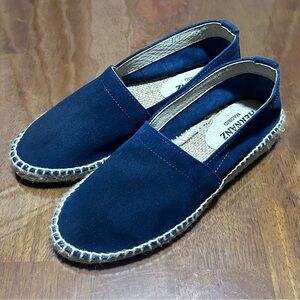 Casa Hernanz Madrid Womens Dark Blue Handmade Leather Suede Espadrilles Size 37